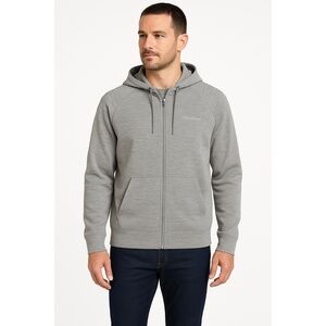 Eddie Bauer Jacket Mens Size Medium Grey Hooded Zip Up Eddie Bauer Logo Sporty U